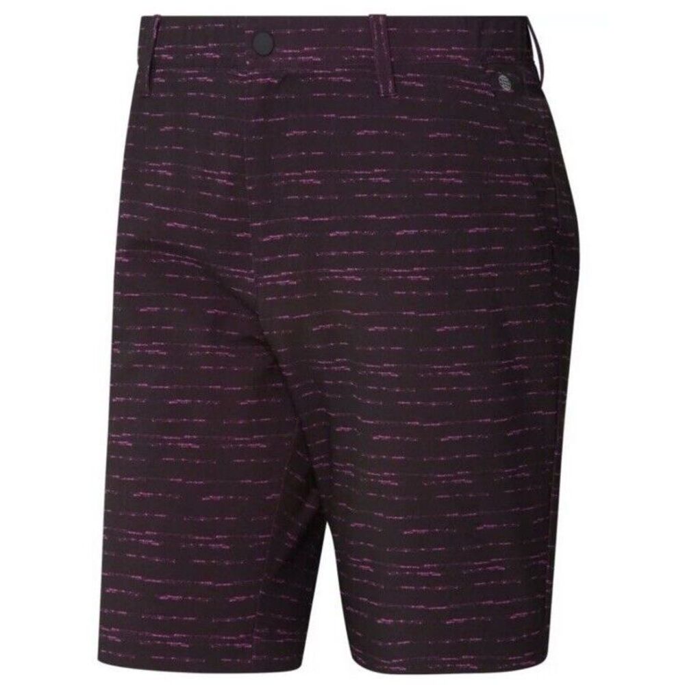 New Adidas Shorts Mens Textured 9" Golf Black Pink HS7585 Stretch Waist Size 42